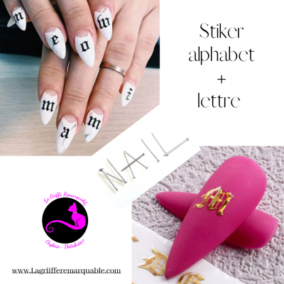 Stiker Nail Art alphabet et chiffre 